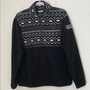 Arctic Image Fleece Black White 3/4 Zip Men’s Sweater Pullover Size M